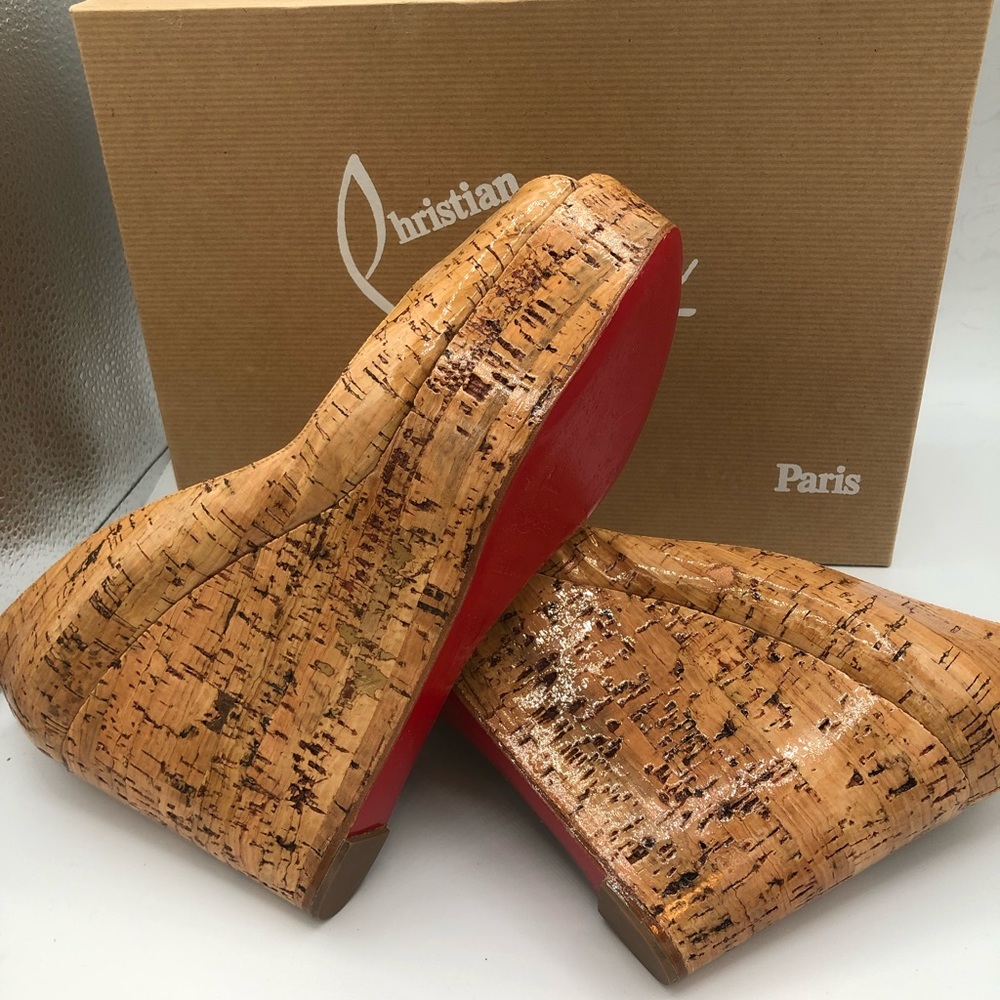 Christian Louboutin Cork Glossed Wedges